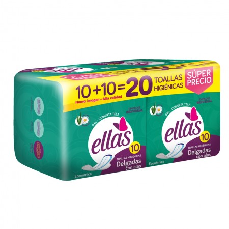 Toallas higiénicas delgadas con alas...