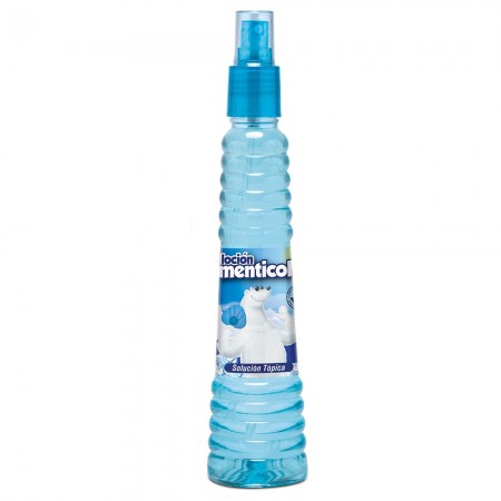 Loción Menticol tapa con spray azul...