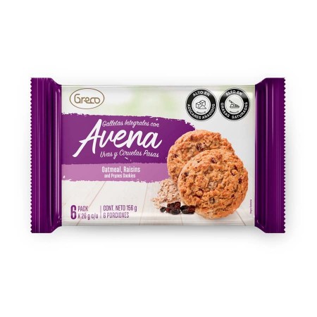 Galletas integrales con avena, uvas y...