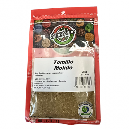 Tomillo molido Saborzano x 20 gr Paca...